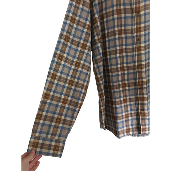 NEW Prana Flannel Button Up Shirt Sandbar Mens XXL Slim Fit 2XL Browns Blue NWT - Picture 3 of 6